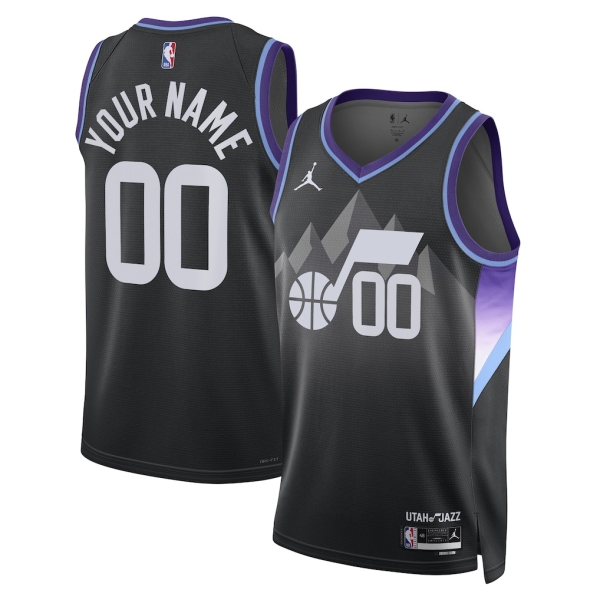 Utah Jazz Trikot Benutzerdefinierte Jordan 2025-26 Statement Edition Schwarz Swingman - Herren